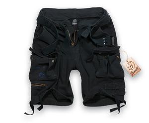 Brandit Washed Belted Premium Combat Cargo Shorts Black Preview